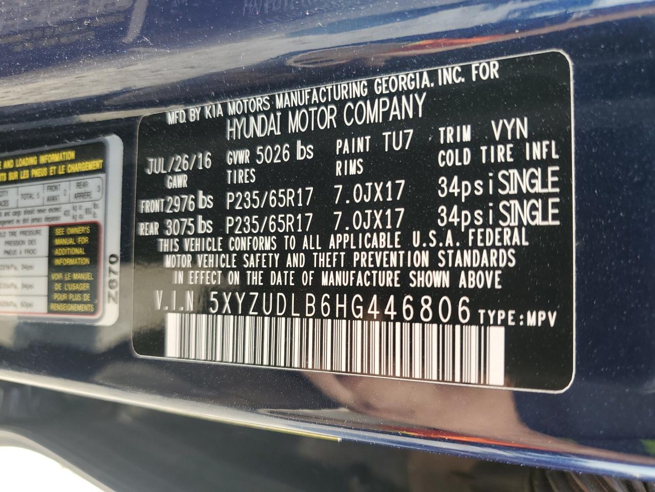 2021 Hyundai Santa Fe Sport VIN: 5XYZUDLB6HG446806 Lot: 59848755