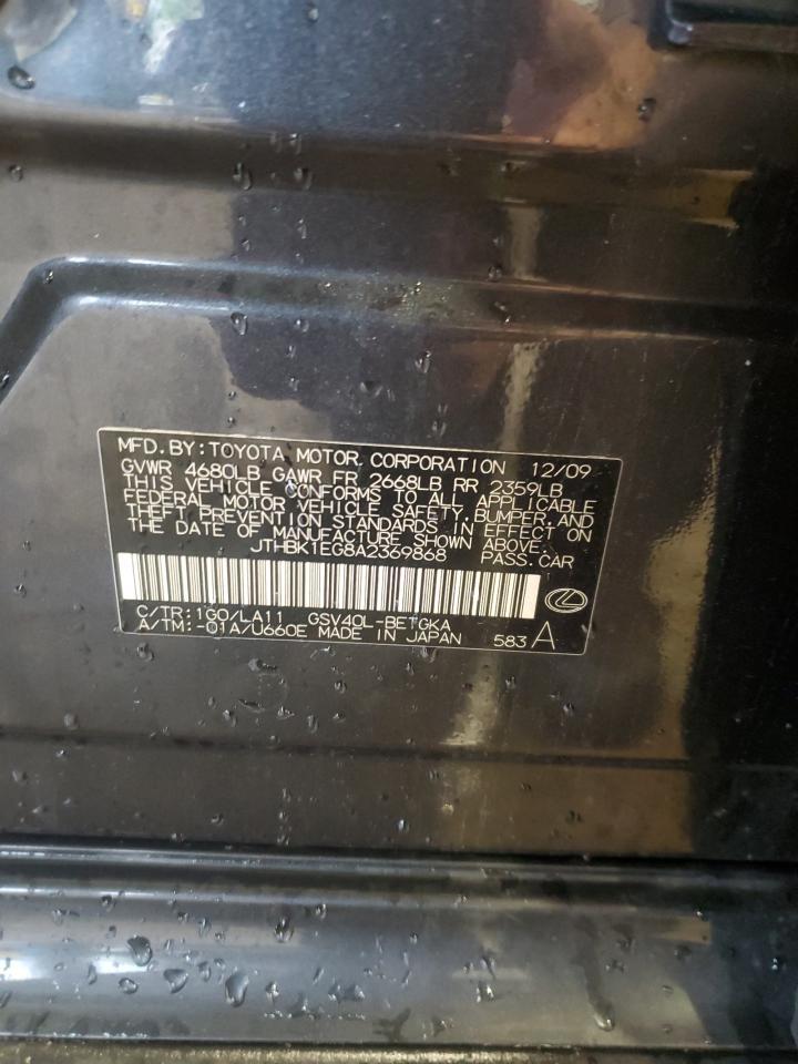 2010 Lexus Es 350 VIN: JTHBK1EG8A2369868 Lot: 61218395