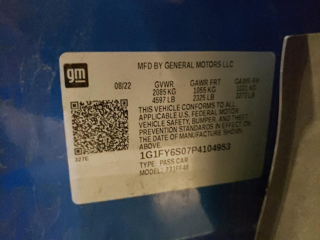 2023 Chevrolet Bolt Euv Lt VIN: 1G1FY6S07P4104953 Lot: 62060105