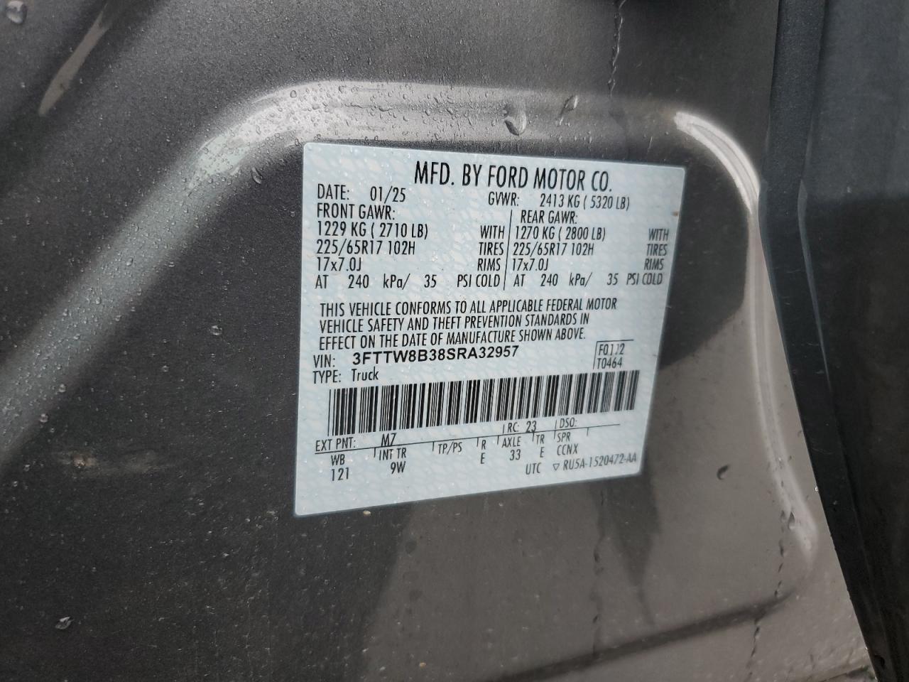 2025 Ford Maverick Xl VIN: 3FTTW8B38SRA32957 Lot: 60785645