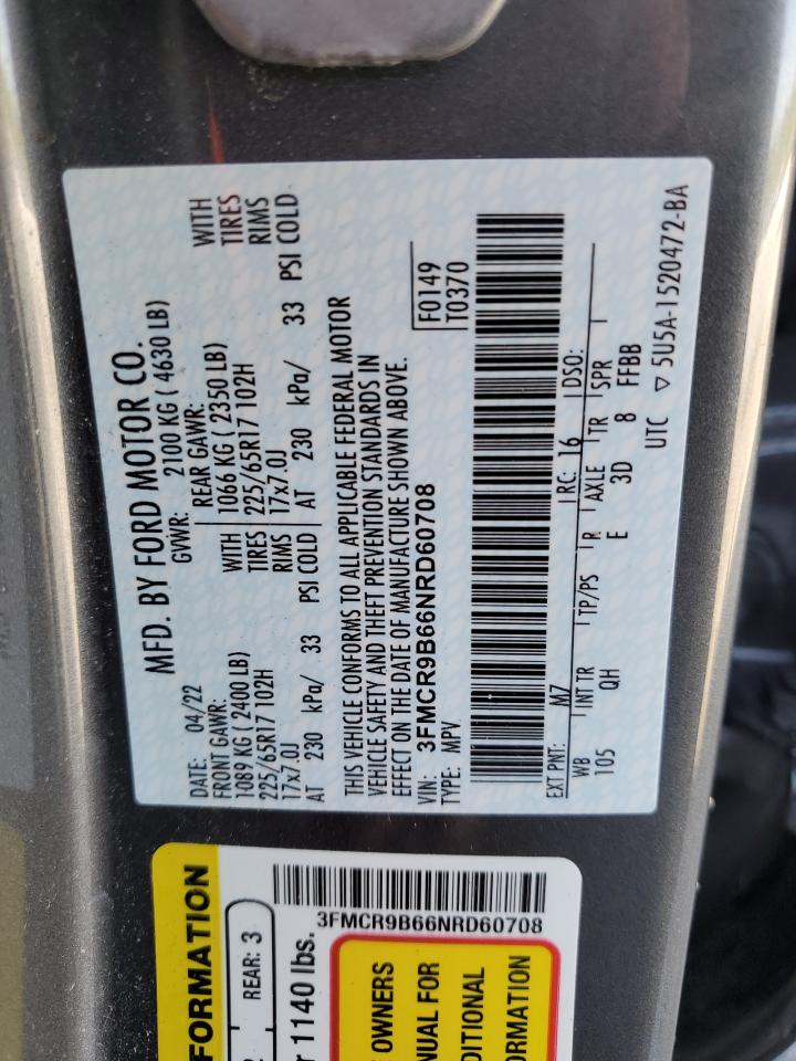 2022 Ford Bronco Sport Big Bend VIN: 3FMCR9B66NRD60708 Lot: 61649925