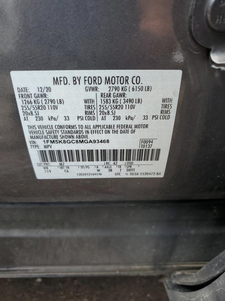 2021 Ford Explorer St VIN: 1FM5K8GC8MGA93468 Lot: 61388685