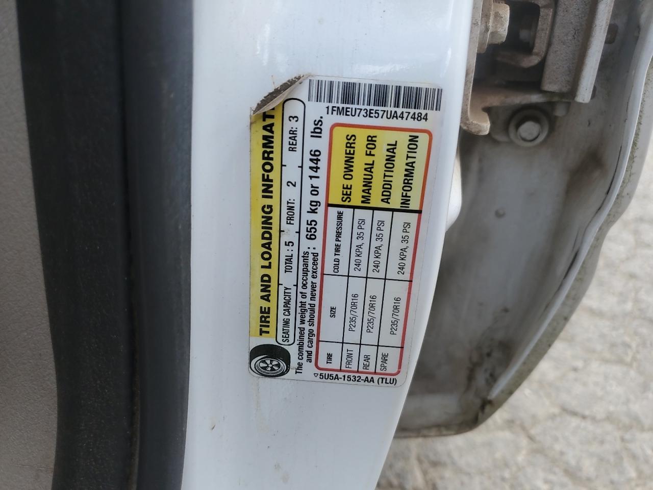 2007 Ford Explorer Xlt VIN: 1FMEU73E57UA47484 Lot: 60929095