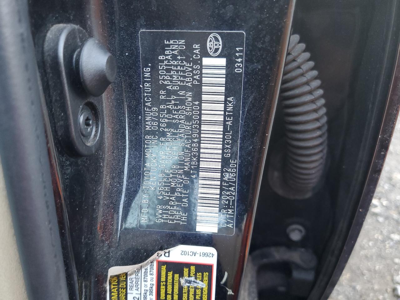 2009 Toyota Avalon Xl VIN: 4T1BK36B49U350004 Lot: 60105465