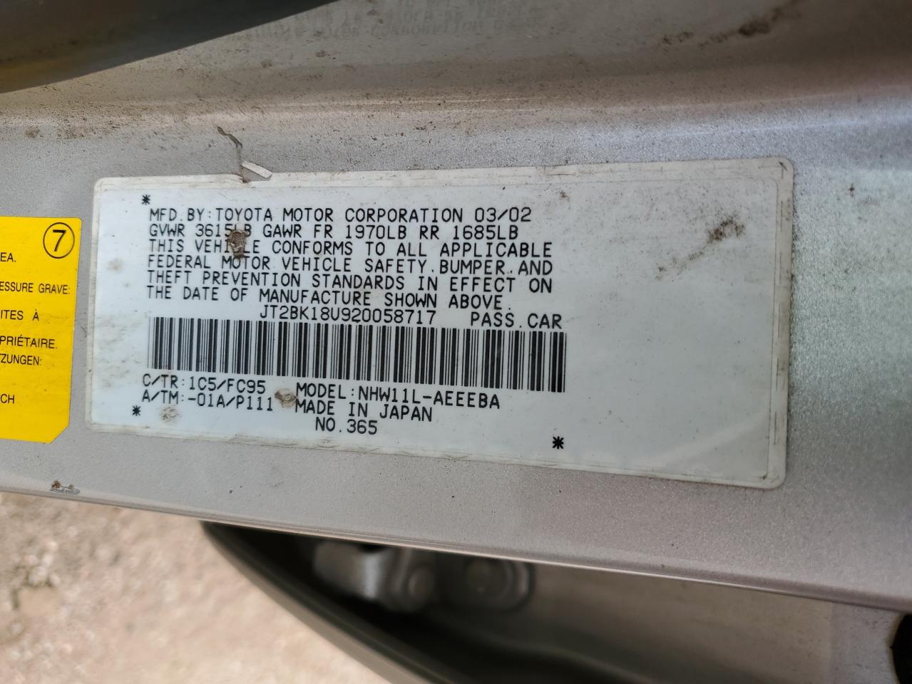 2002 Toyota Prius VIN: JT2BK18U920058717 Lot: 62862645