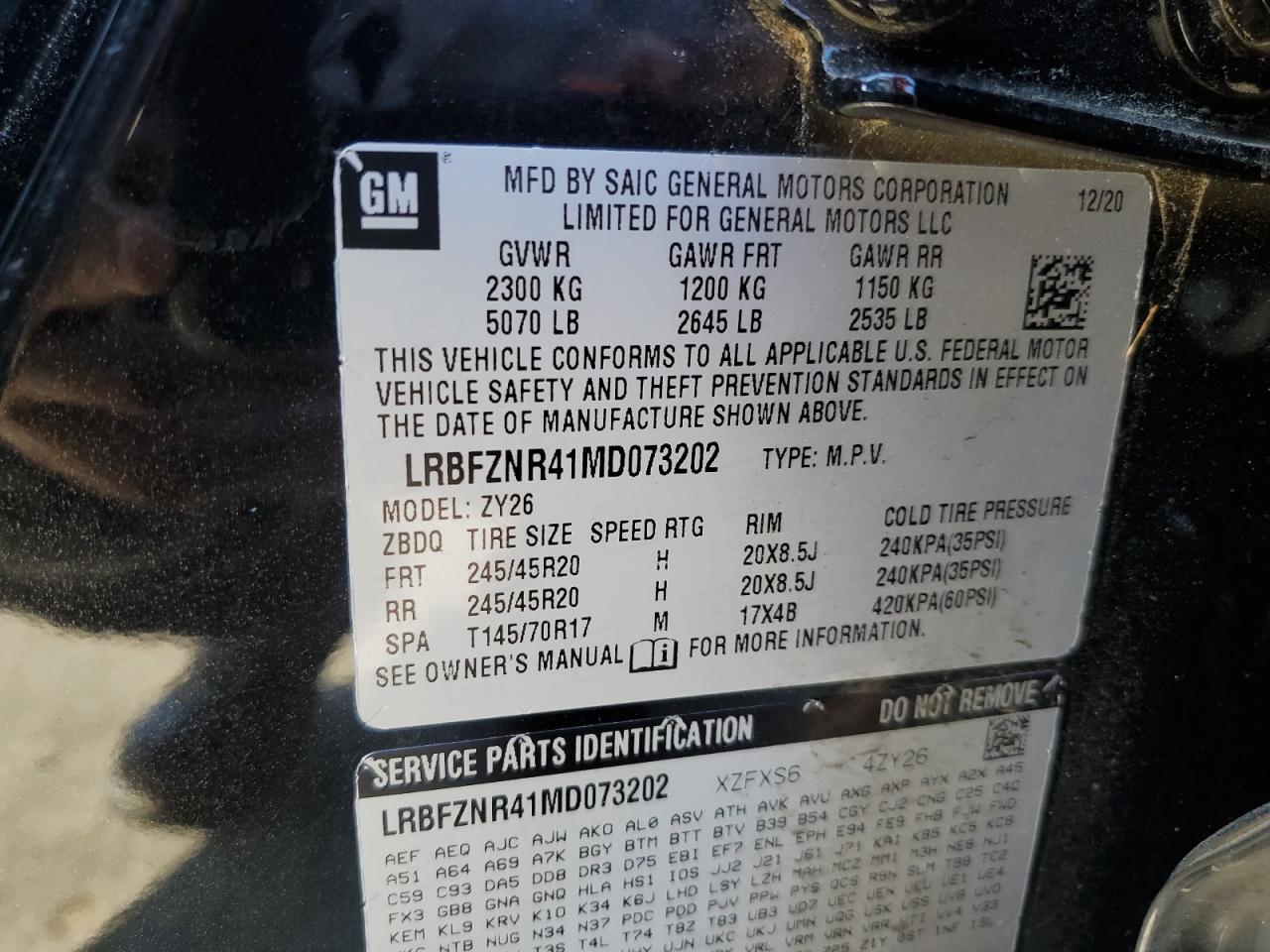 2021 Buick Envision Essence VIN: LRBFZNR41MD073202 Lot: 60324235