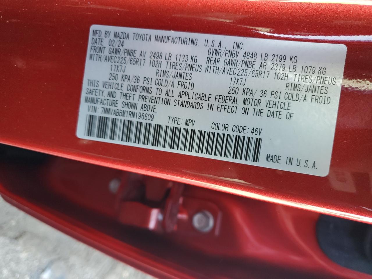 2024 Mazda Cx-50 Preferred VIN: 7MMVABBM1RN196609 Lot: 61504195