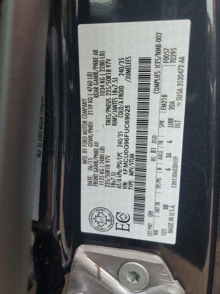2015 Ford Escape Se VIN: 1FMCU0G96FUC69025 Lot: 62540915