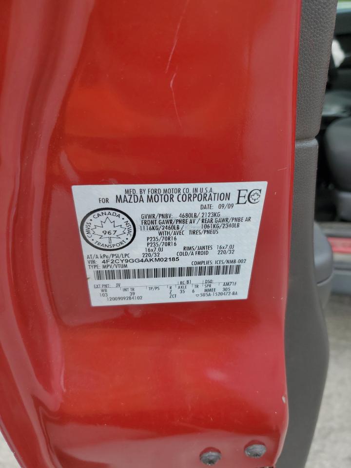 2010 Mazda Tribute S VIN: 4F2CY9GG4AKM02185 Lot: 60782965
