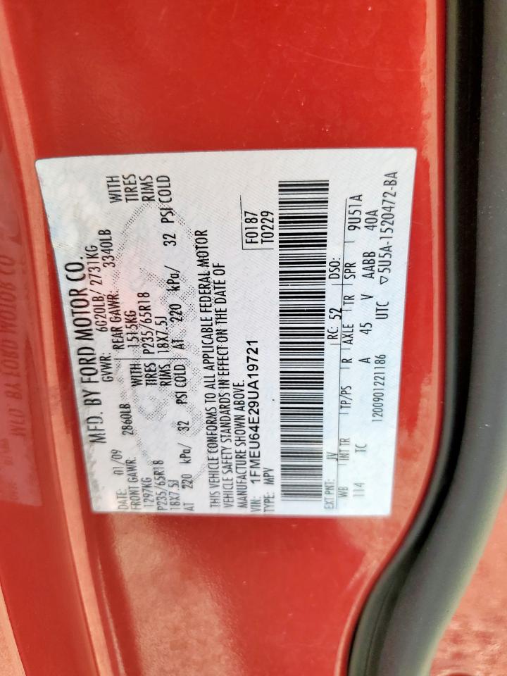 2009 Ford Explorer Eddie Bauer VIN: 1FMEU64E29UA19721 Lot: 62736135