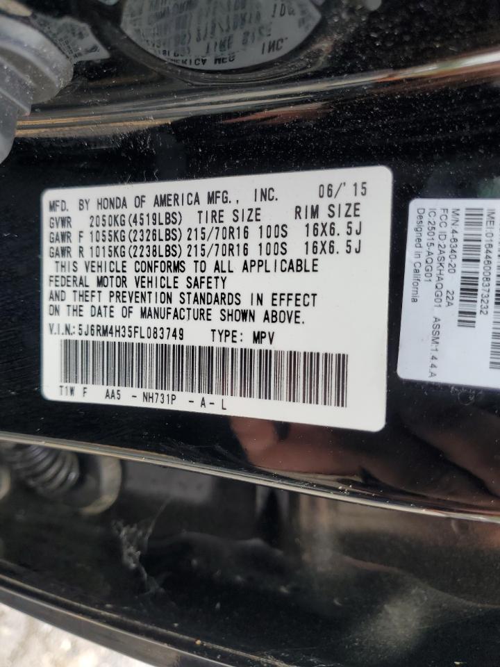 2015 Honda Cr-V Lx VIN: 5J6RM4H35FL083749 Lot: 59586115