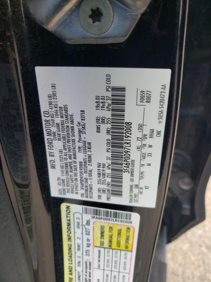 FORD FUSION 2020 VIN 3FA6P0D97LR192008 zdjęcie 12