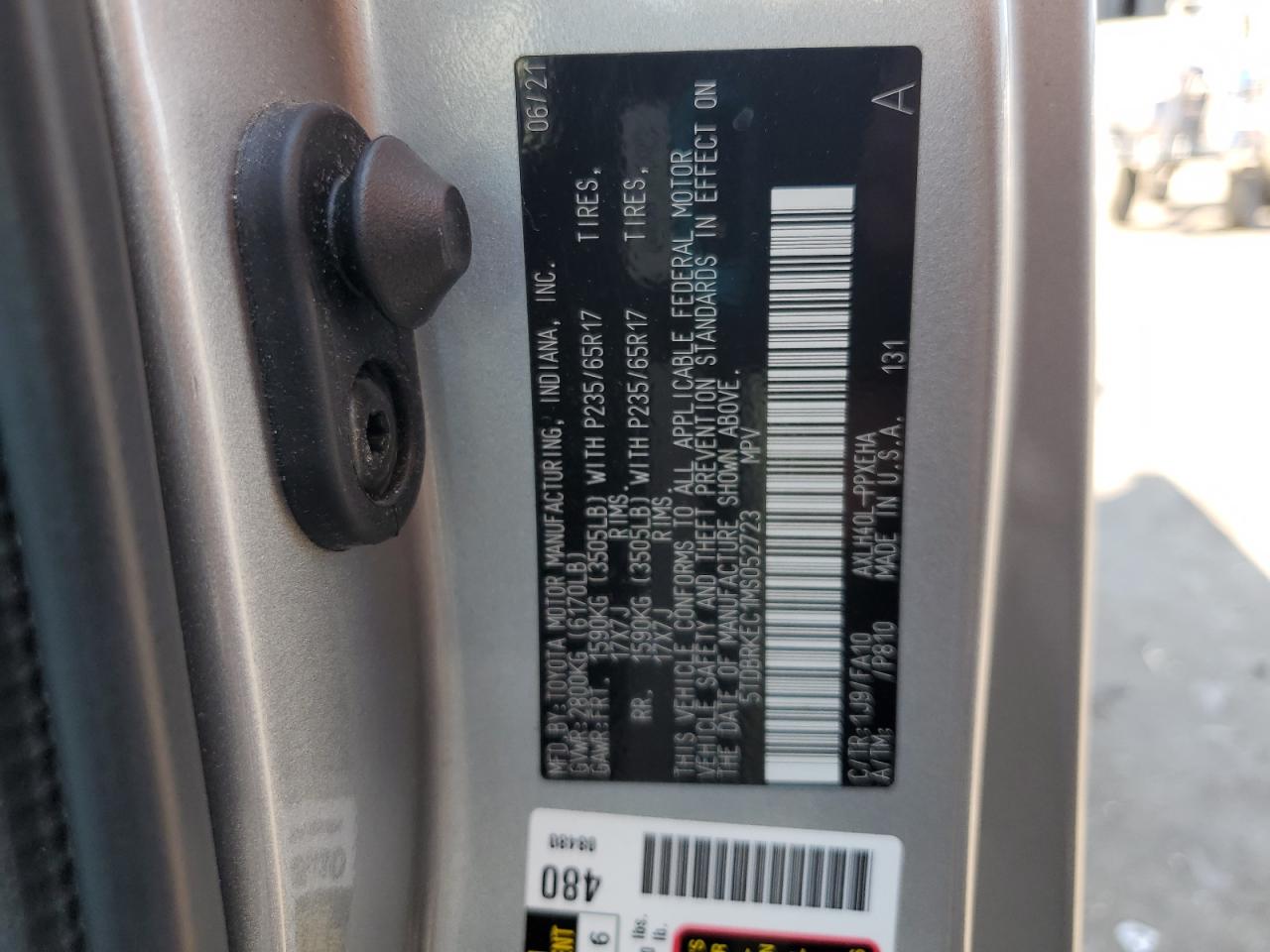 2021 Toyota Sienna Le VIN: 5TDBRKEC1MS052723 Lot: 61897285