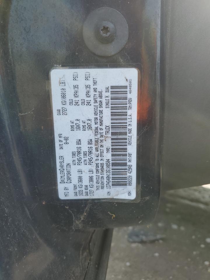 2003 Dodge Dakota Quad Slt VIN: 1D7HG48N13S108504 Lot: 59877455