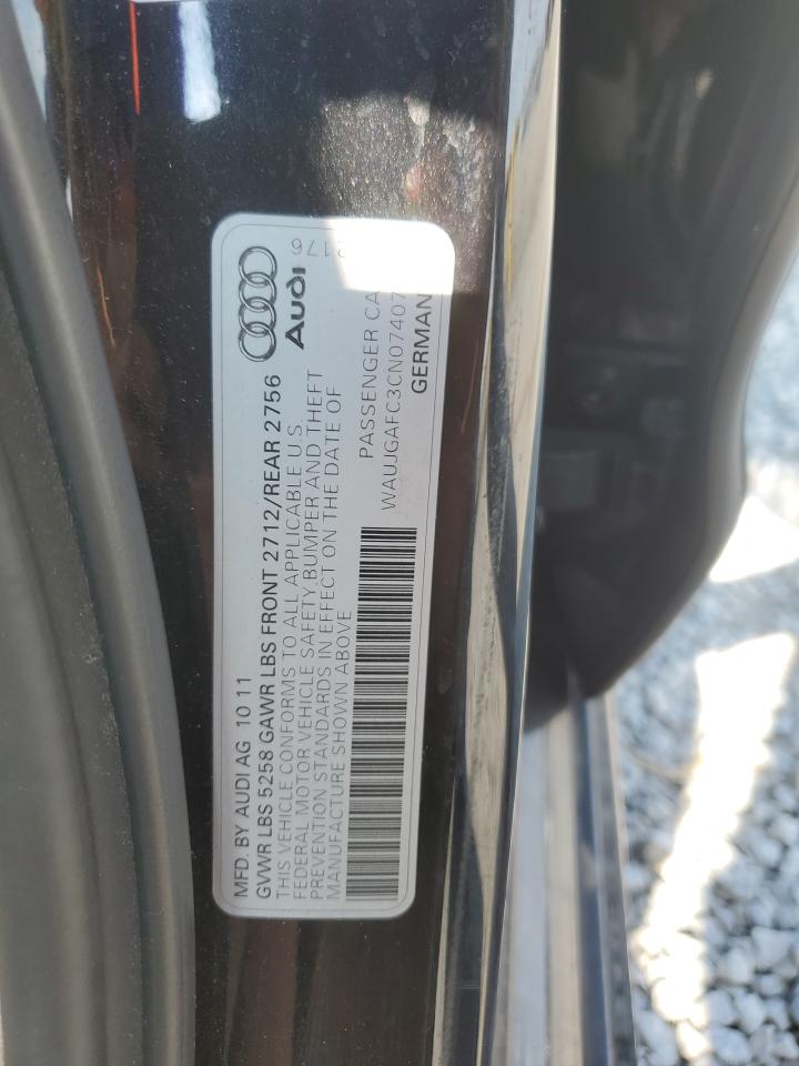 2012 Audi A6 Prestige VIN: WAUJGAFC3CN074072 Lot: 62485225