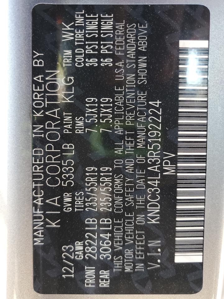 2024 Kia Ev6 Light VIN: KNDC34LA3R5192224 Lot: 62006425