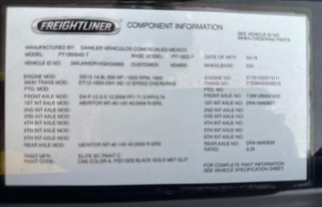 2019 FREIGHTLINER CASCADIA 126   