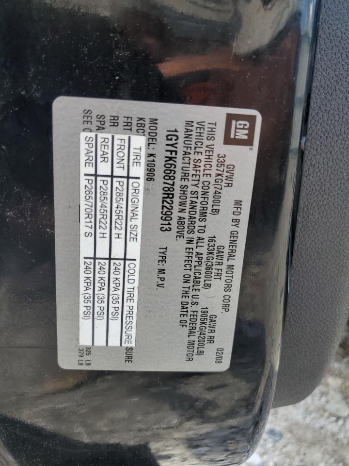 2008 Cadillac Escalade Esv VIN: 1GYFK66878R229913 Lot: 60733065