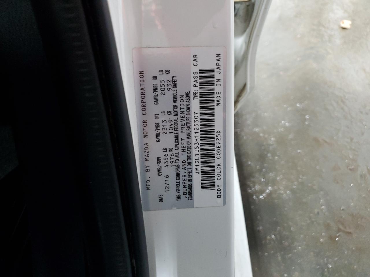 2017 Mazda 6 Sport VIN: JM1GL1U53H1125307 Lot: 59372115