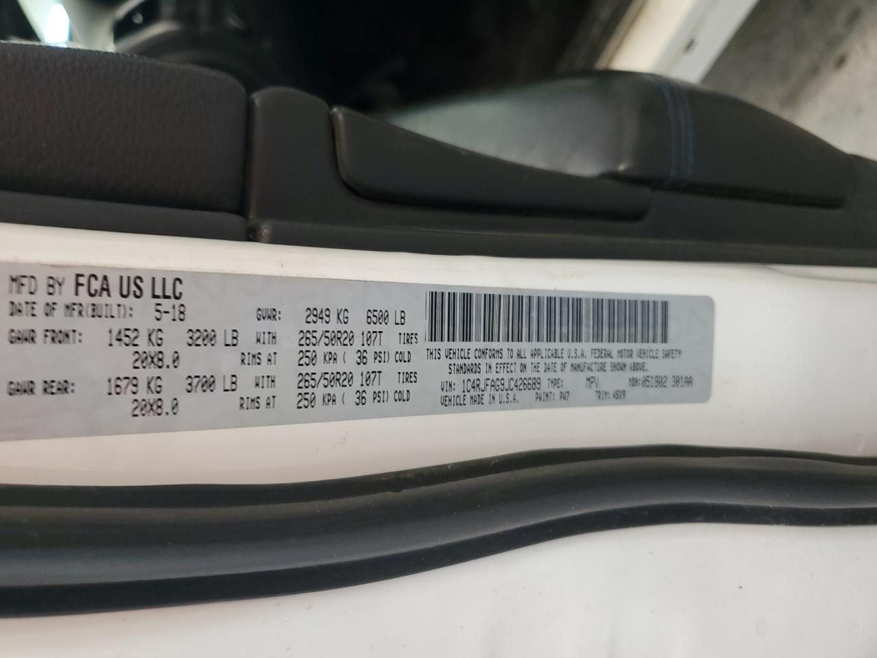 2018 Jeep Grand Cherokee Laredo VIN: 1C4RJFAG9JC426689 Lot: 62840165