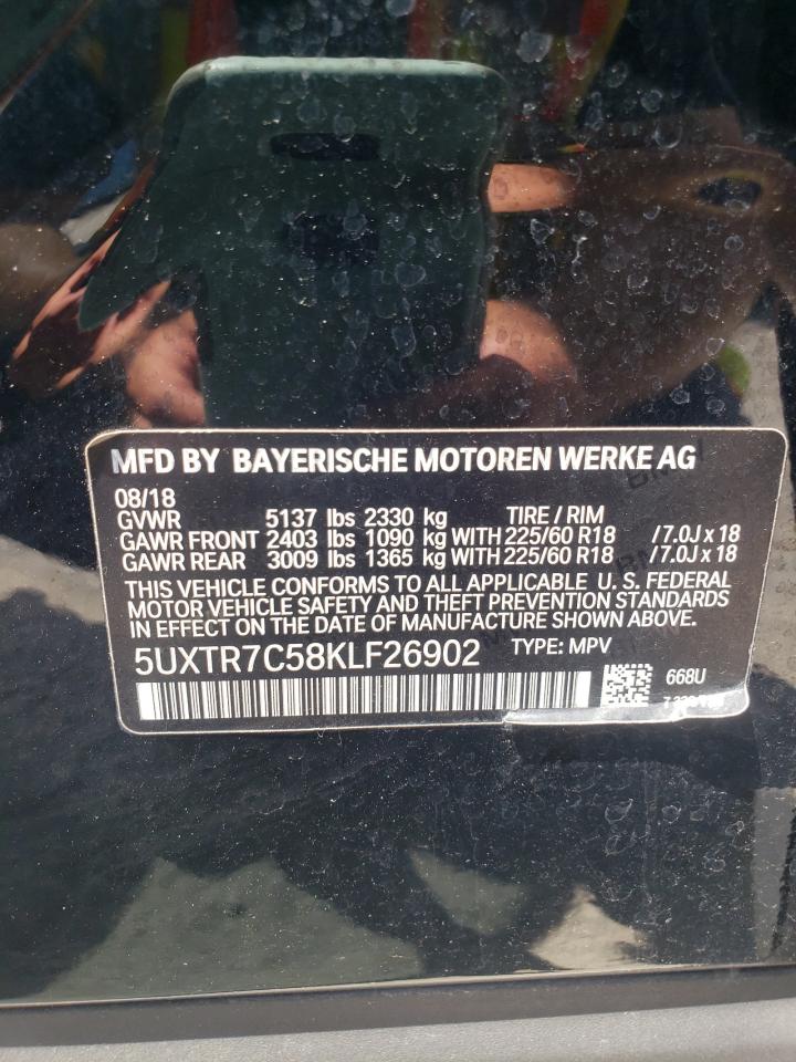 2019 BMW X3 Sdrive30I VIN: 5UXTR7C58KLF26902 Lot: 61685885
