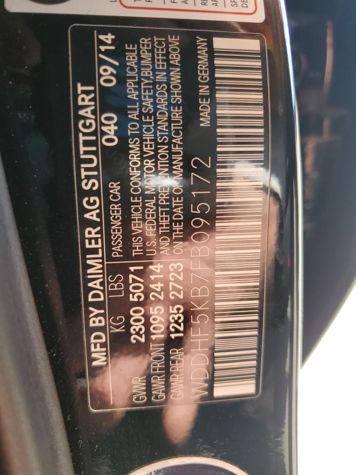 2015 Mercedes-Benz E 350 VIN: WDDHF5KB7FB095172 Lot: 62743625