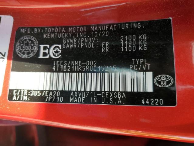 2021 TOYOTA CAMRY XLE  