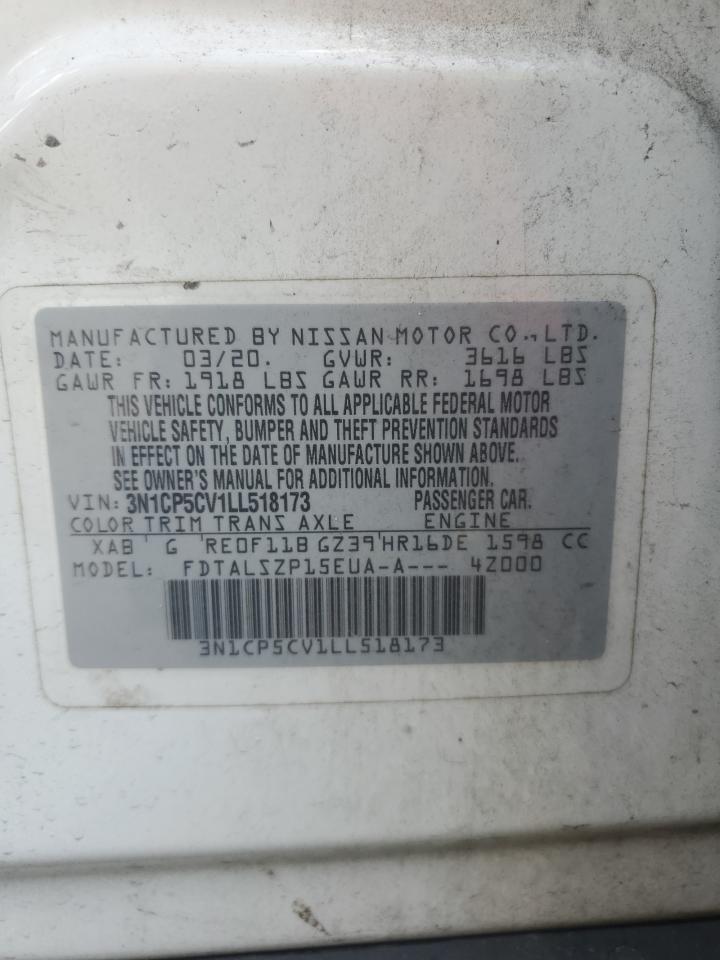 2020 Nissan Kicks Sv VIN: 3N1CP5CV1LL518173 Lot: 62668685
