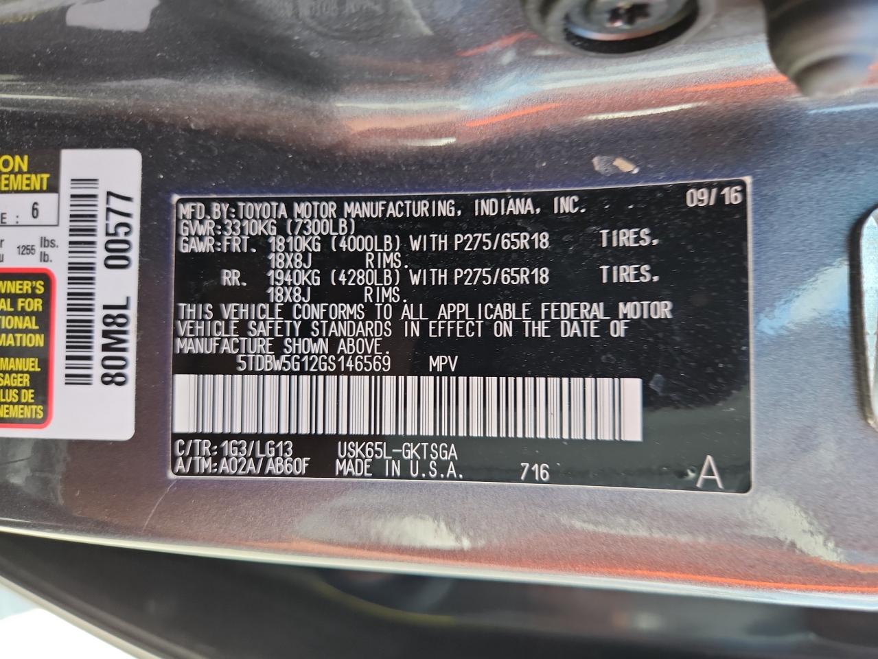 2016 Toyota Sequoia Sr5 VIN: 5TDBW5G12GS146569 Lot: 62233225
