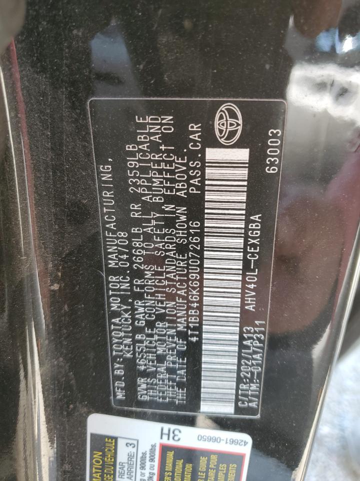 2009 Toyota Camry Hybrid VIN: 4T1BB46K69U072616 Lot: 61776765