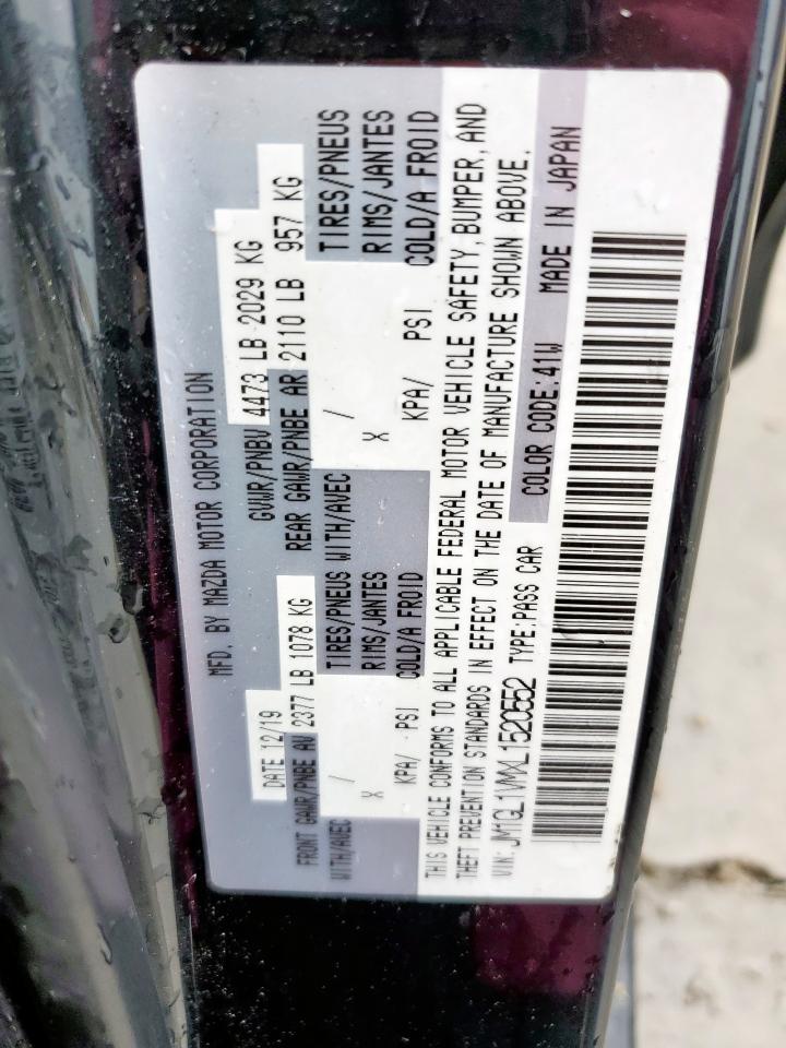 2020 Mazda 6 Touring VIN: JM1GL1VMXL1520552 Lot: 60646215