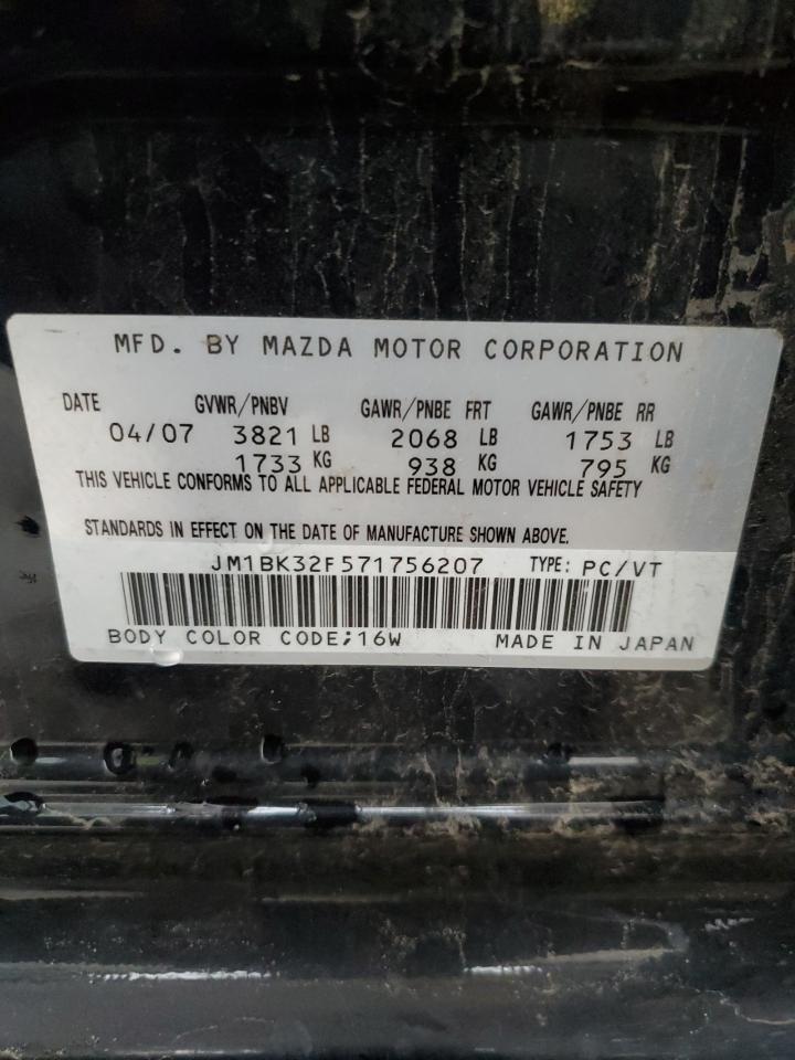 2007 Mazda 3 I VIN: JM1BK32F571756207 Lot: 61927435