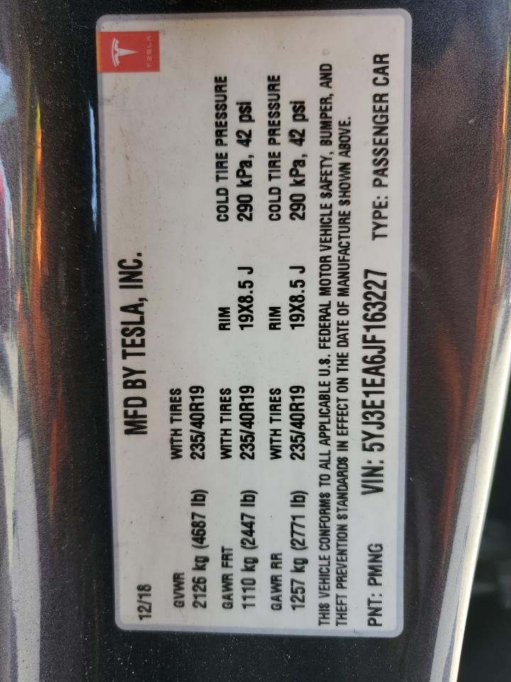 TESLA MODEL 3 2018 VIN 5YJ3E1EA6JF163227 zdjęcie 13