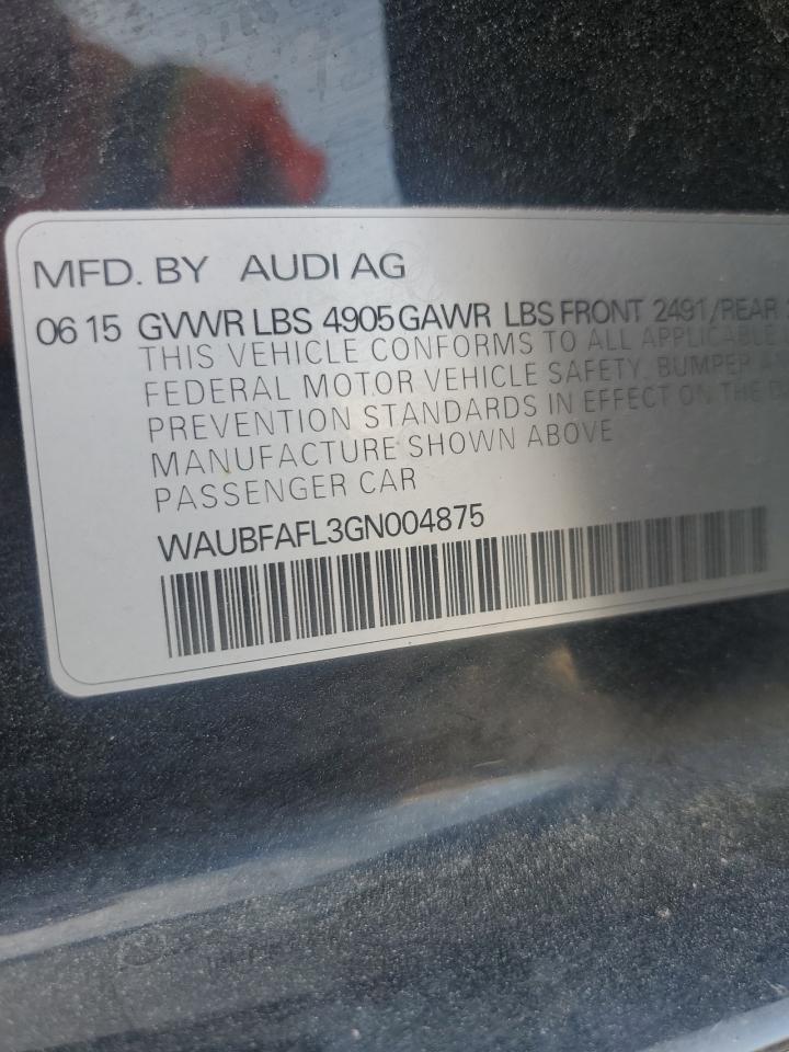 2016 Audi A4 Premium S-Line VIN: WAUBFAFL3GN004875 Lot: 62263205