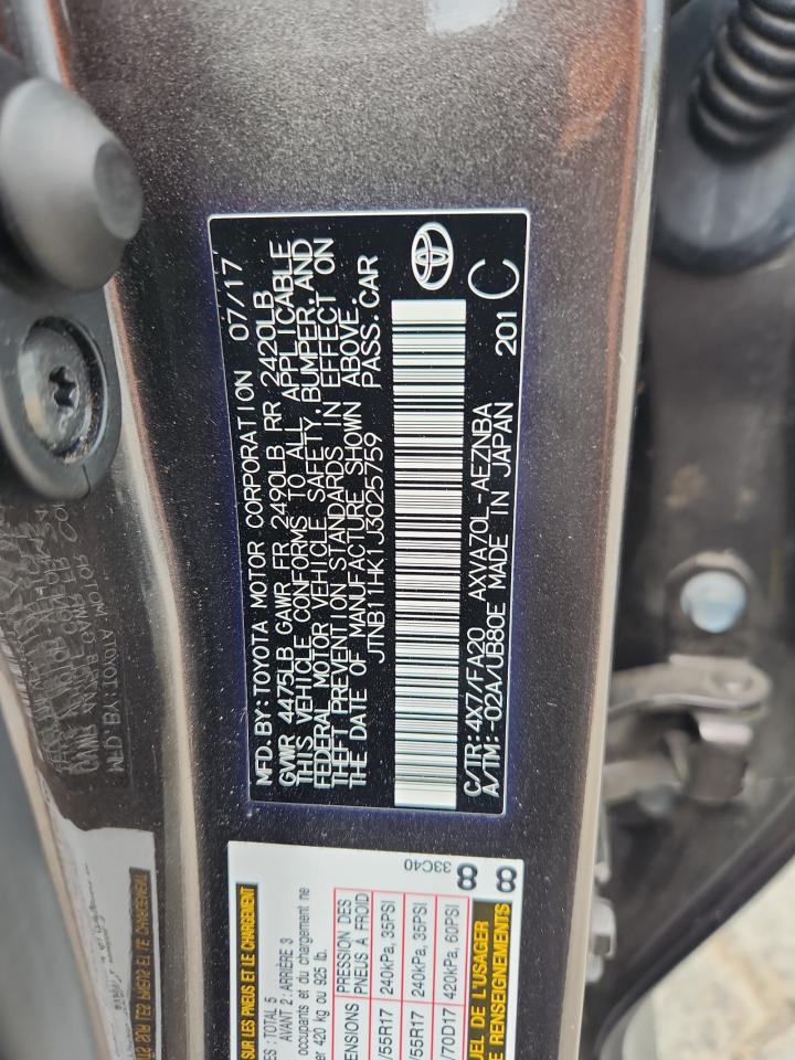 2018 Toyota Camry L VIN: JTNB11HK1J3025759 Lot: 63051435