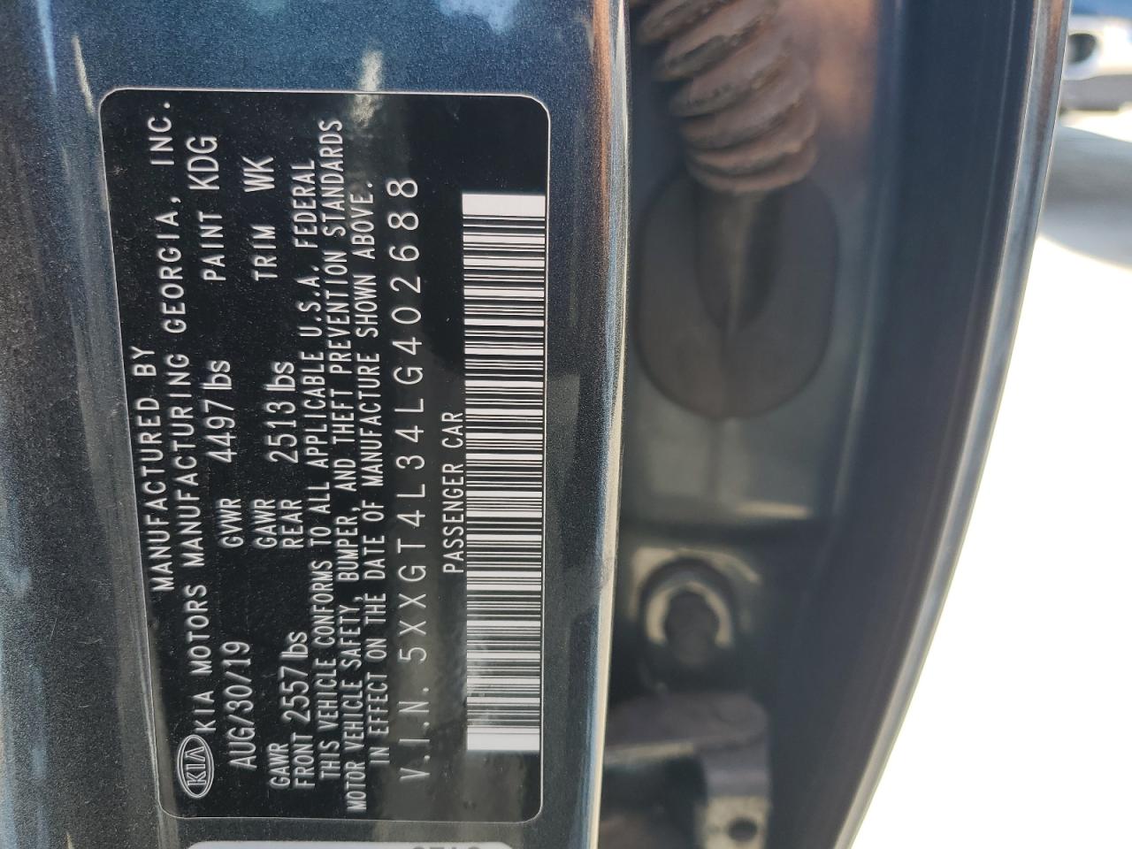 2020 Kia Optima Lx VIN: 5XXGT4L34LG402688 Lot: 60085895