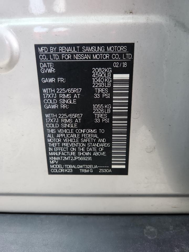 2018 Nissan Rogue S VIN: KNMAT2MT2JP569291 Lot: 62078375