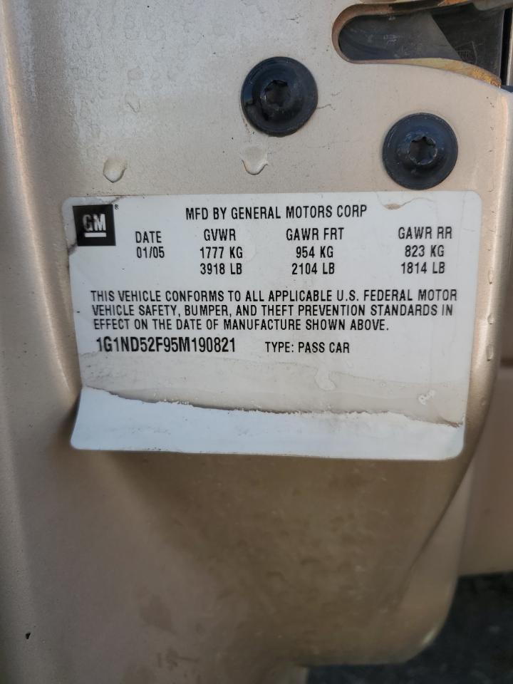2005 Chevrolet Classic VIN: 1G1ND52F95M190821 Lot: 60728755