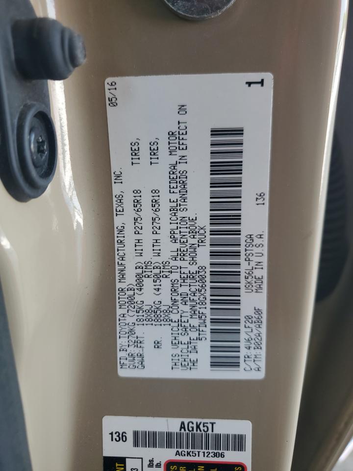 2016 Toyota Tundra Crewmax Sr5 VIN: 5TFDW5F18GX560038 Lot: 62017415