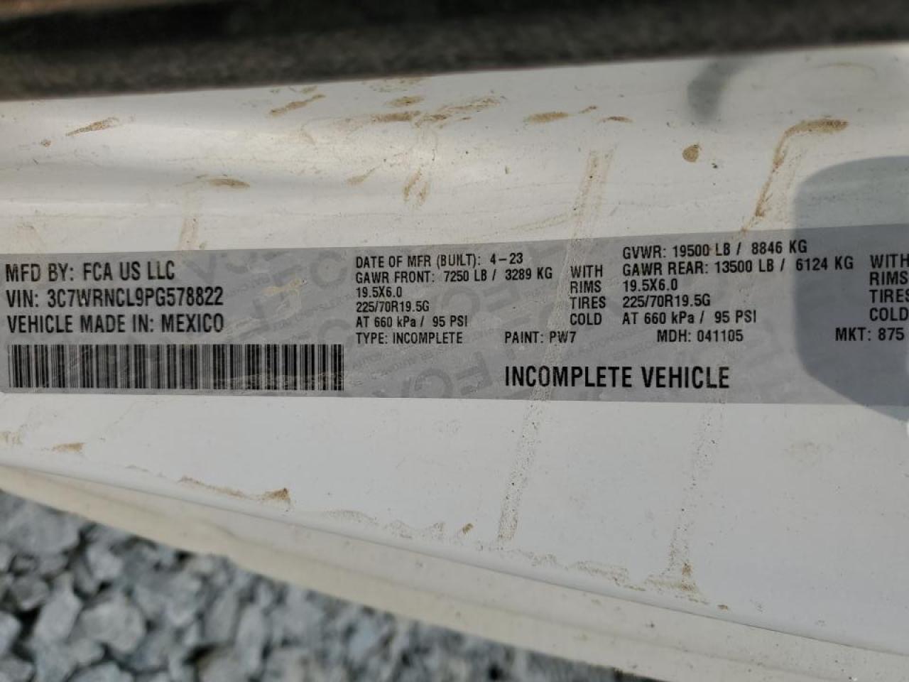 2023 Ram 5500 VIN: 3C7WRNCL9PG578822 Lot: 58941555