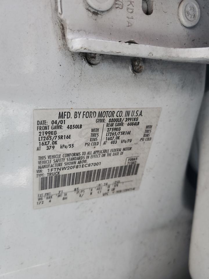 2001 Ford F250 Super Duty VIN: 1FTNW20F81EC87001 Lot: 61627195