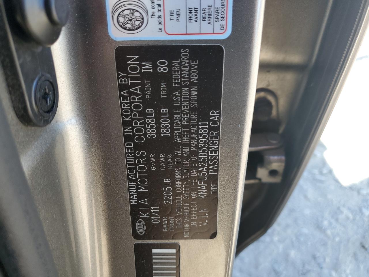 2011 Kia Forte Ex VIN: KNAFU5A25B5395811 Lot: 62222675
