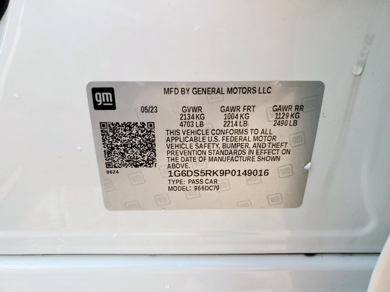 2023 Cadillac Ct5 Luxury VIN: 1G6DS5RK9P0149016 Lot: 61144795