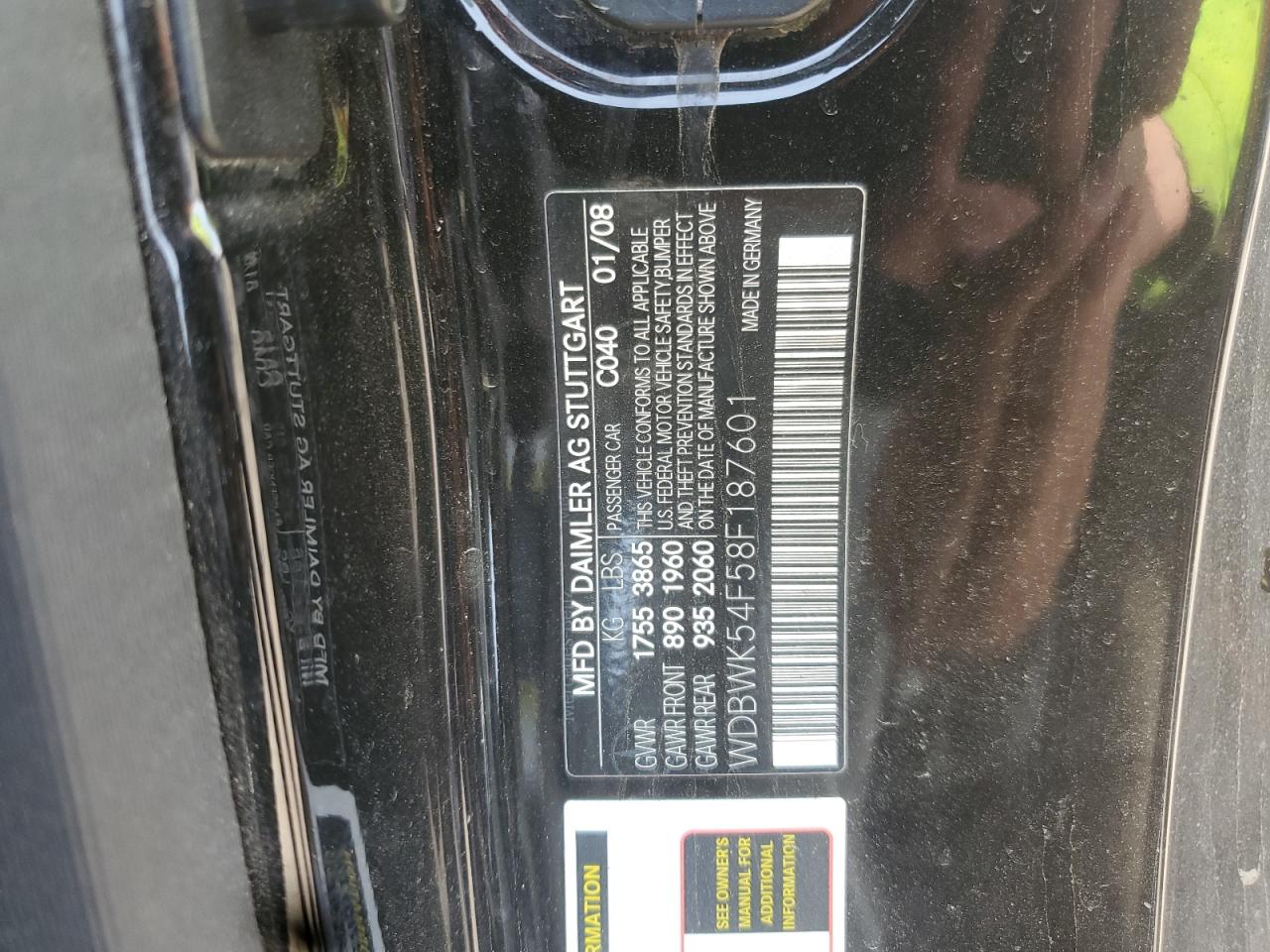 2008 Mercedes-Benz Slk 280 VIN: WDBWK54F58F187601 Lot: 59526885