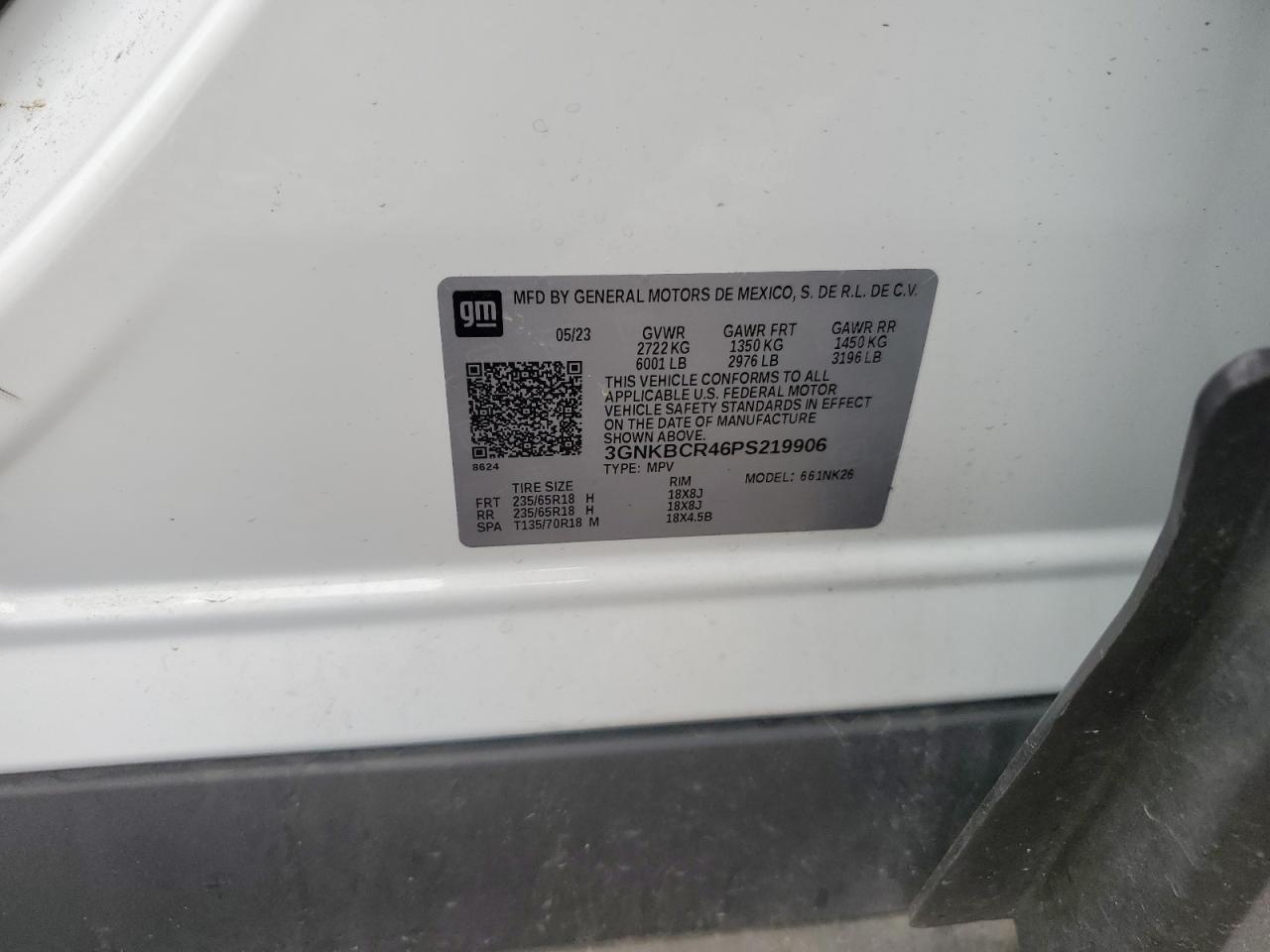 2023 Chevrolet Blazer 2Lt VIN: 3GNKBCR46PS219906 Lot: 62134925