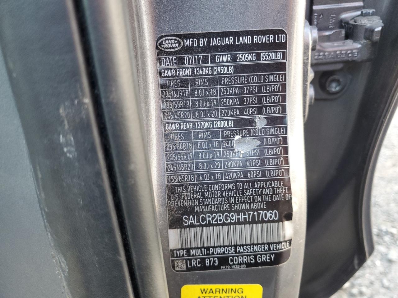 2017 Land Rover Discovery Sport Hse VIN: SALCR2BG9HH717060 Lot: 61365755