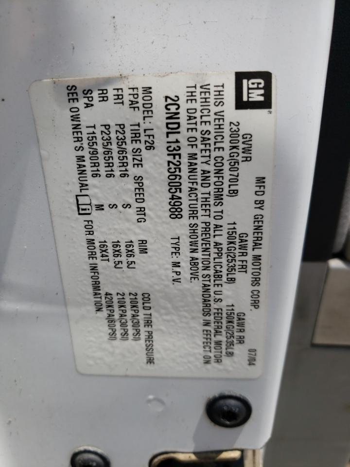 2005 Chevrolet Equinox Ls VIN: 2CNDL13F256054988 Lot: 62294595
