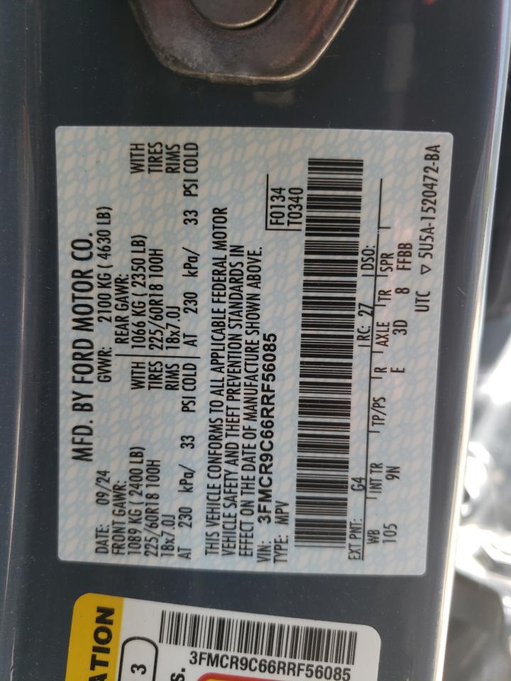 2024 Ford Bronco Sport Outer Banks VIN: 3FMCR9C66RRF56085 Lot: 62065905