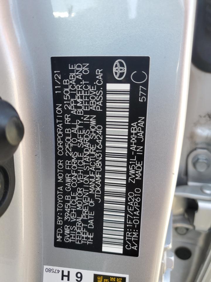 2022 Toyota Prius Night Shade VIN: JTDKAMFU8N3164240 Lot: 61120995