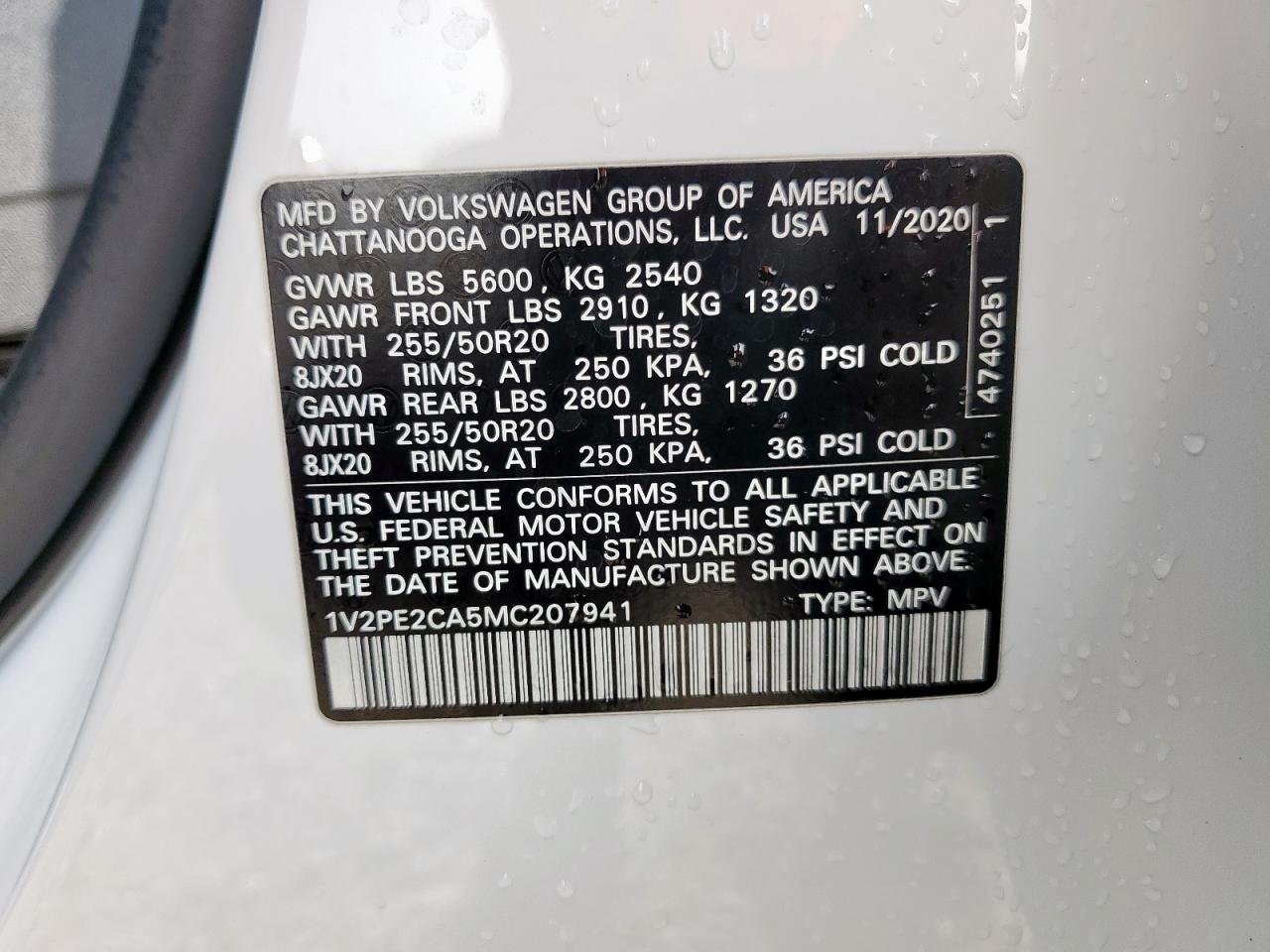 2021 Volkswagen Atlas Cross Sport Se VIN: 1V2PE2CA5MC207941 Lot: 62514845